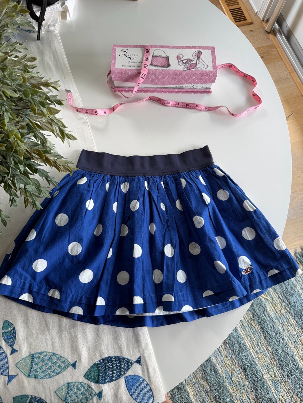 Vintage Blue Polka Dot Circle Skirt